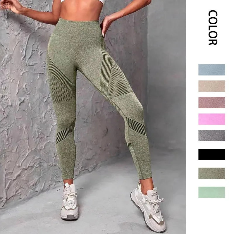 High Waist Fitness Striped Mesh Leggings