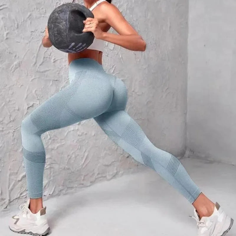 High Waist Fitness Striped Mesh Leggings