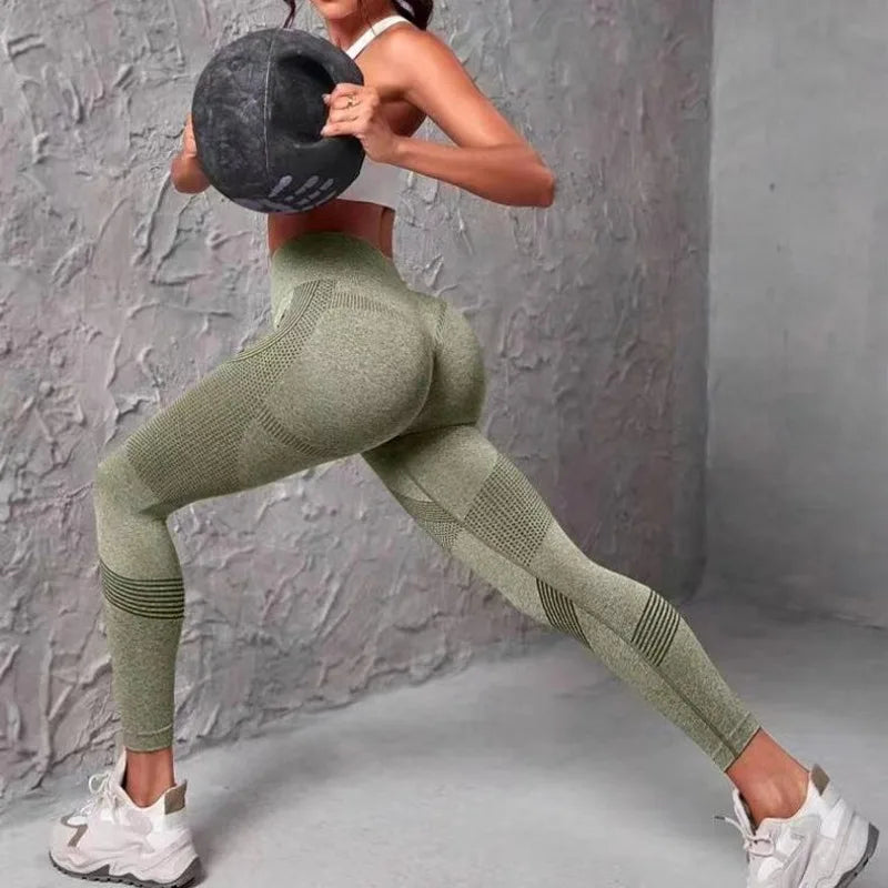 High Waist Fitness Striped Mesh Leggings